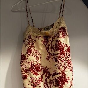 Floral Lace Trim Cami Top